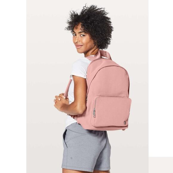 Lululemon Everywhere Backpack 17L Pink Quicksand Silver Hardware Travel School - Picture 1 of 11